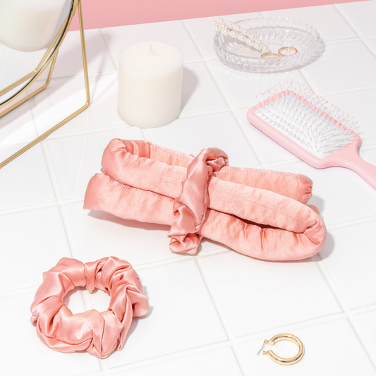 Silk Heatless Hair Curler Kit - Coral Pink
